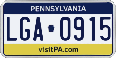 PA license plate LGA0915