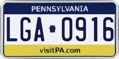 PA license plate LGA0916