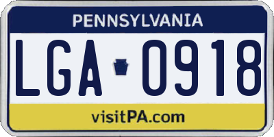 PA license plate LGA0918