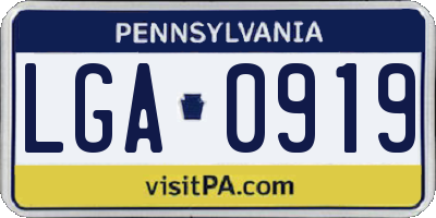 PA license plate LGA0919