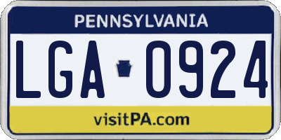 PA license plate LGA0924