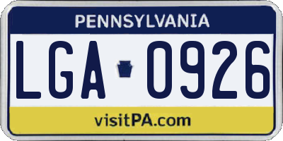 PA license plate LGA0926