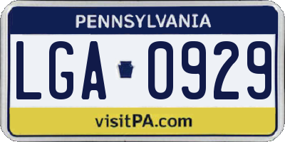 PA license plate LGA0929