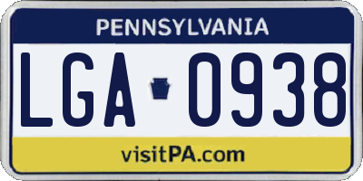 PA license plate LGA0938