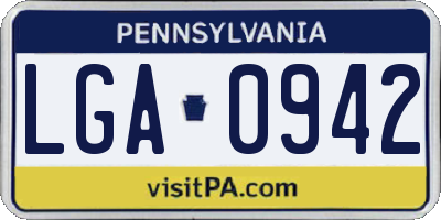PA license plate LGA0942