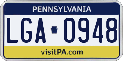 PA license plate LGA0948