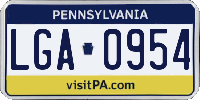 PA license plate LGA0954