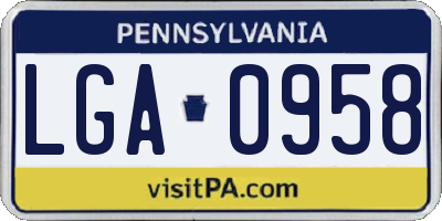 PA license plate LGA0958