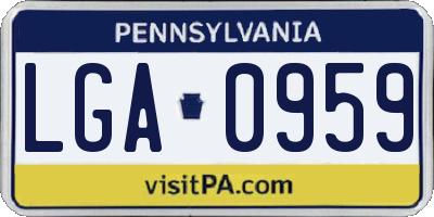 PA license plate LGA0959