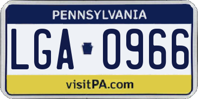 PA license plate LGA0966