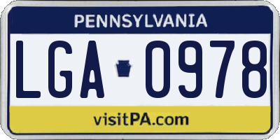 PA license plate LGA0978
