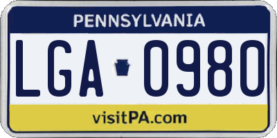 PA license plate LGA0980