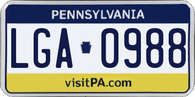 PA license plate LGA0988