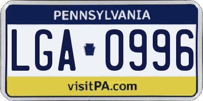 PA license plate LGA0996