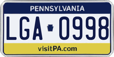 PA license plate LGA0998