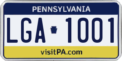PA license plate LGA1001