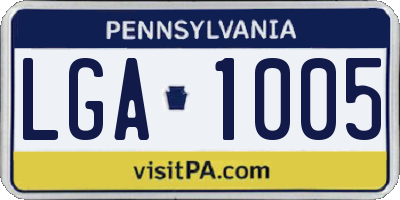 PA license plate LGA1005