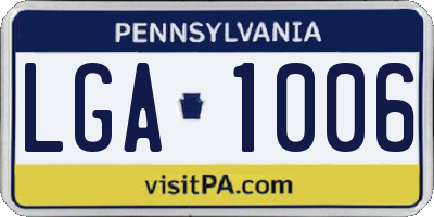 PA license plate LGA1006