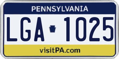 PA license plate LGA1025