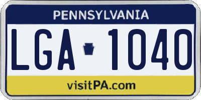 PA license plate LGA1040