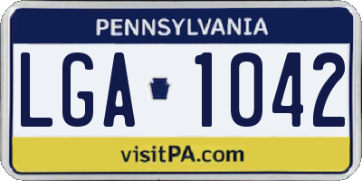 PA license plate LGA1042