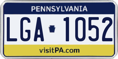 PA license plate LGA1052