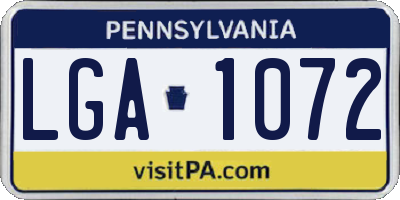 PA license plate LGA1072