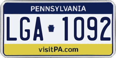 PA license plate LGA1092