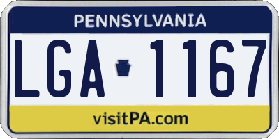 PA license plate LGA1167