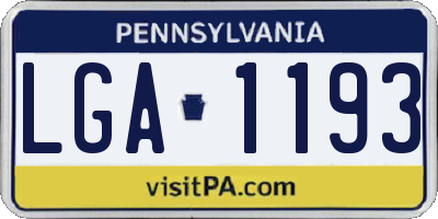 PA license plate LGA1193