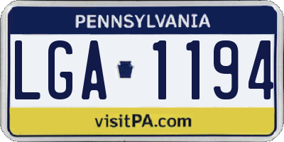 PA license plate LGA1194