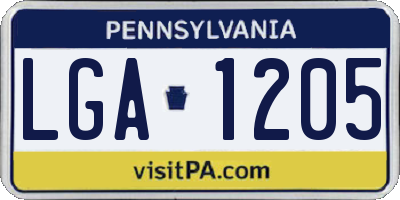 PA license plate LGA1205