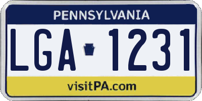 PA license plate LGA1231