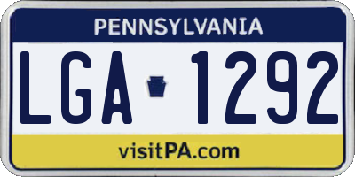 PA license plate LGA1292