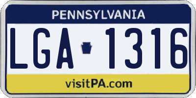 PA license plate LGA1316