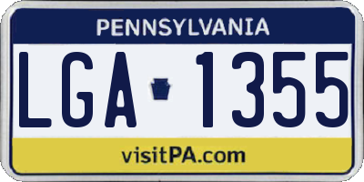 PA license plate LGA1355
