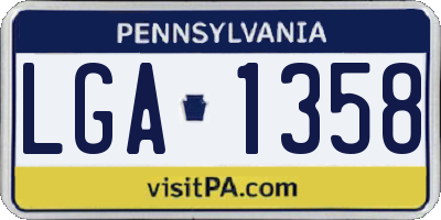 PA license plate LGA1358