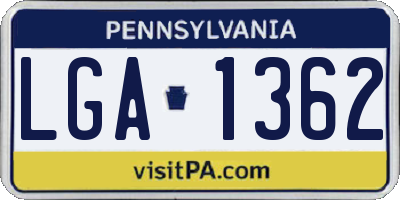 PA license plate LGA1362