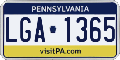 PA license plate LGA1365