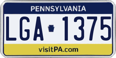 PA license plate LGA1375