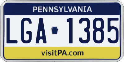 PA license plate LGA1385