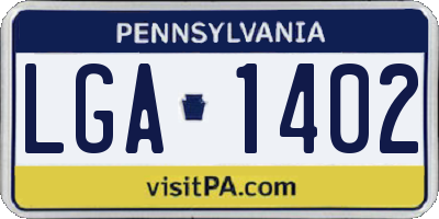 PA license plate LGA1402