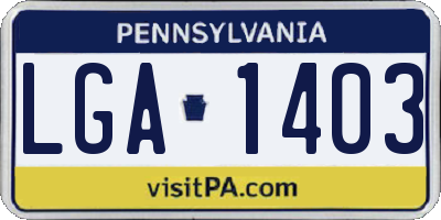 PA license plate LGA1403