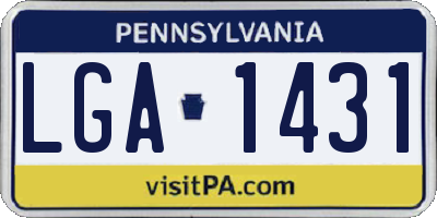 PA license plate LGA1431