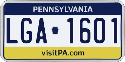 PA license plate LGA1601