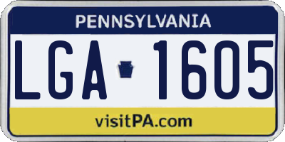PA license plate LGA1605