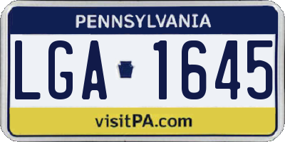 PA license plate LGA1645