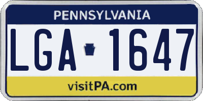 PA license plate LGA1647