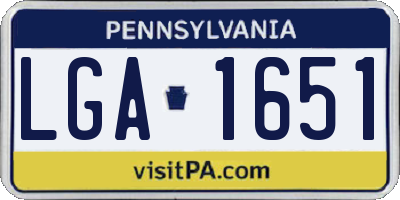 PA license plate LGA1651