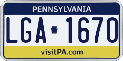 PA license plate LGA1670